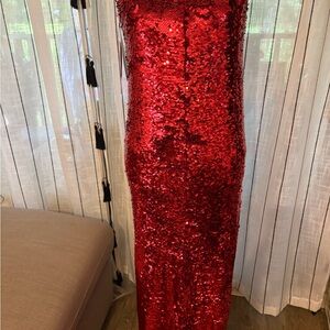 Elegant Red Sequin Maxi Dress